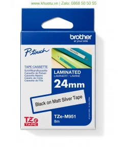Brother TZe-M951, khổ 24mm, dài 8m, Black on Silver Matt, nhãn bạc, chống thấm nước | ⓿❽❻❽❺⓿❺⓿❺❺ | Nhãn in, tem in, giấy in, ...