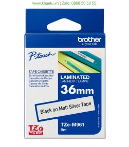 Brother TZe-M961, khổ 36mm, dài 8m, Black on Silver Matt, nhãn bạc, chống thấm nước | ⓿❽❻❽❺⓿❺⓿❺❺ | Nhãn in, tem in, giấy in, ...