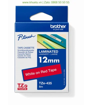 Brother TZe-435, khổ 12mm, dài 8m, White on Red, chống thấm nước | ⓿❽❻❽❺⓿❺⓿❺❺ | Nhãn in, tem in, giấy in, băng nhãn, tape in ...