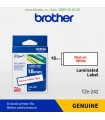 Brother TZe-242, khổ 18mm, dài 8m, Red on White, chống thấm nước