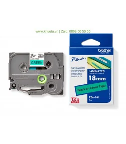 Brother TZe-741, khổ 18mm, dài 8m, Black on Green, chống thấm nước | ⓿❽❻❽❺⓿❺⓿❺❺ | Nhãn in, tem in, giấy in, băng nhãn, tape i...