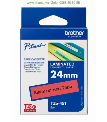 Brother TZe-451, khổ 24mm, dài 8m, Black on Red, chống thấm nước | ⓿❽❻❽❺⓿❺⓿❺❺ | Nhãn in, tem in, giấy in, băng nhãn, tape in ...