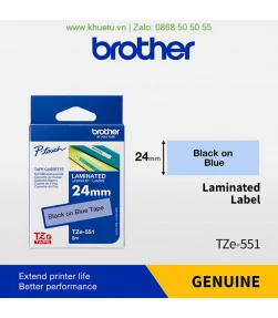 Brother TZe-551, khổ 24mm, dài 8m, Black on Blue chống thấm nước | ⓿❽❻❽❺⓿❺⓿❺❺ | Nhãn in, tem in, giấy in, băng nhãn, tape in ...