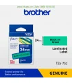 Brother TZe-751, khổ 24mm, dài 8m, Black on Green, chống thấm nước