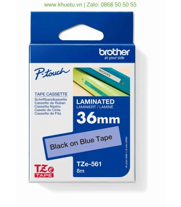 Brother TZe-561, khổ 36mm, dài 8m, Black on Blue, chống thấm nước | ⓿❽❻❽❺⓿❺⓿❺❺ | Nhãn in, tem in, giấy in, băng nhãn, tape in...