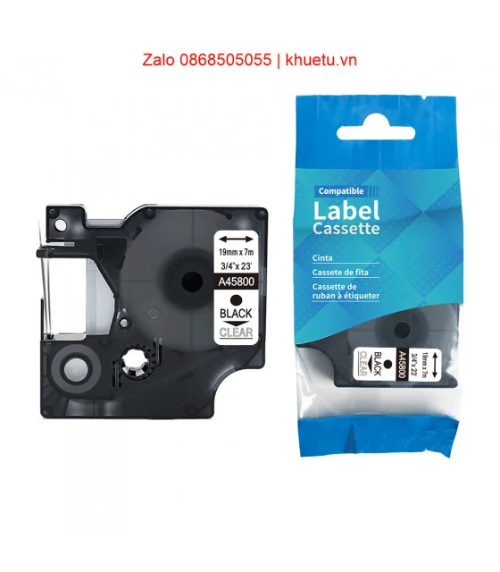 DM-A45800 D1 Tape A45800 19mm x 7m Black on Clear