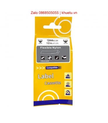Rhino Flexible Nylon 1/2" (12mm), Black on White (18488) | ⓿❽❻❽❺⓿❺⓿❺❺ | Nhãn in, tem in, giấy in, băng nhãn, tape in | khuetu.vn