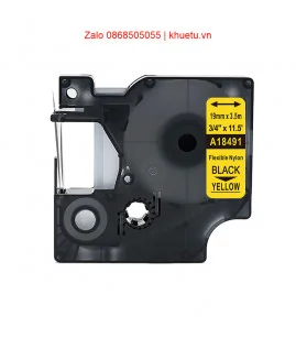 Rhino Flexible Nylon 3/4" (19mm), Black on Yellow (18491) | ⓿❽❻❽❺⓿❺⓿❺❺ | Nhãn in, tem in, giấy in, băng nhãn, tape in | khuet...