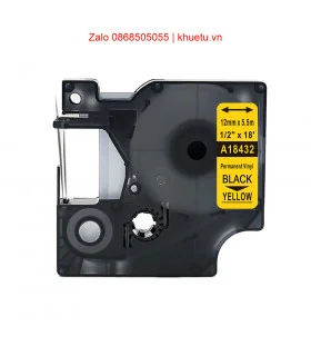 Rhino Vinyl 1/2" (12mm), Black on Yellow (18432) | ⓿❽❻❽❺⓿❺⓿❺❺ | Nhãn in, tem in, giấy in, băng nhãn, tape in | khuetu.vn