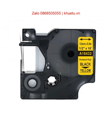 Rhino Vinyl 1/2" (12mm), Black on Yellow (18432) | ⓿❽❻❽❺⓿❺⓿❺❺ | Nhãn in, tem in, giấy in, băng nhãn, tape in | khuetu.vn