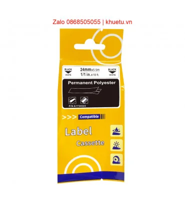 Rhino Permanent Polyester 1/1" (24mm), Black on White (1734523) | ⓿❽❻❽❺⓿❺⓿❺❺ | Nhãn in, tem in, giấy in, băng nhãn, tape in |...