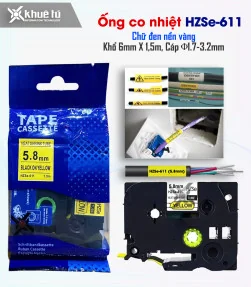 Ống co nhiệt HZSe-611, khổ 6mm x 1,5m, cáp 1.7-3.2mm, màu vàng | ⓿❽❻❽❺⓿❺⓿❺❺ | Ống co nhiệt, co nhiệt dây điện | khuetu.vn