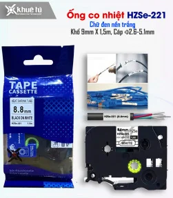 Ống co nhiệt HZSe-221, khổ 9mm x 1,5m, cáp 2.6-5.1mm, màu trắng | ⓿❽❻❽❺⓿❺⓿❺❺ | Ống co nhiệt, co nhiệt dây điện | khuetu.vn