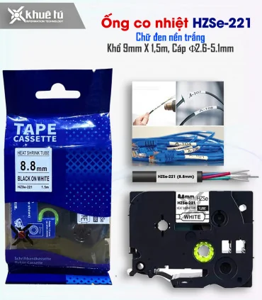 Ống co nhiệt HZSe-221, khổ 9mm x 1,5m, cáp 2.6-5.1mm, màu trắng | ⓿❽❻❽❺⓿❺⓿❺❺ | Ống co nhiệt, co nhiệt dây điện | khuetu.vn
