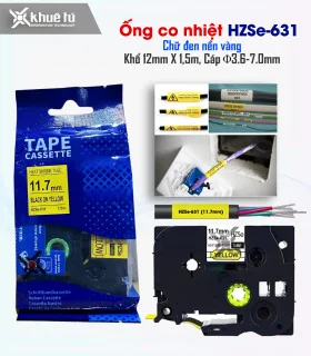 Ống co nhiệt HZSe-631, khổ 12mm x 1,5m, cáp 3.6-7.0mm, màu vàng | ⓿❽❻❽❺⓿❺⓿❺❺ | Ống co nhiệt, co nhiệt dây điện | khuetu.vn