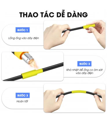 Ống co nhiệt HZSe-611, khổ 6mm x 1,5m, cáp 1.7-3.2mm, màu vàng | ⓿❽❻❽❺⓿❺⓿❺❺ | Ống co nhiệt, co nhiệt dây điện | khuetu.vn