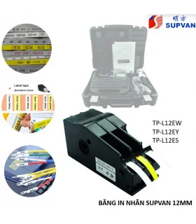 Nhãn in Supvan TP-L12EW, trắng, 12mm x 16M, cho máy TP70E/TP76E/TP80E/TP86E
