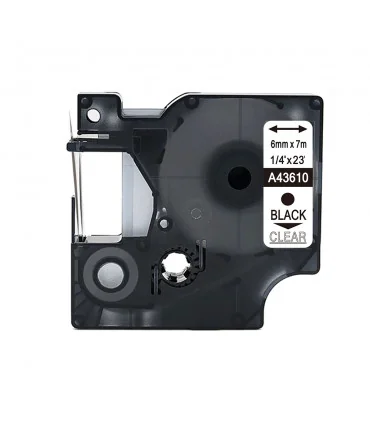 DM-A43610 D1 Tape 43610 6mm x 7m Black on Clear | ⓿❽❻❽❺⓿❺⓿❺❺ | Nhãn in, tem in, giấy in, băng nhãn, tape in | khuetu.vn