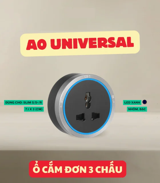 Ổ cắm đơn A0 Universal (Vỏ nhôm, Bạc)