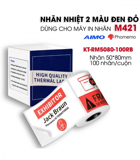 Nhãn đa năng 2 màu (đen & đỏ) 50 x 80mm, KTRM-5080-100RB