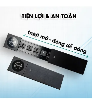 Ổ cắm điện âm bàn trượt, có sạc không dây MK102SS (Silver) | ⓿❽❻❽❺⓿❺⓿❺❺ | khuetu.vn