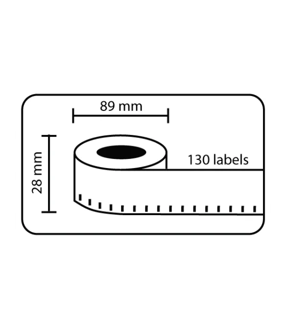 DM-A99010, Black on White, 89mm x 28mm x 130 lables