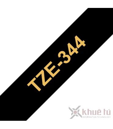 Brother TZe-344, khổ 18mm, dài 8m, Gold on Black, chống thấm nước | ⓿❽❻❽❺⓿❺⓿❺❺ | Nhãn in, tem in, giấy in, băng nhãn, tape in...