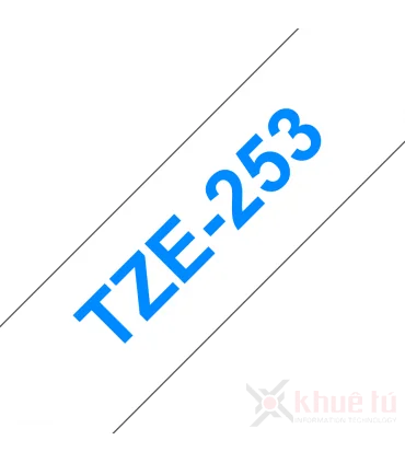 Brother TZe-253, khổ 24mm, dài 8m, Blue on White, chống thấm nước | ⓿❽❻❽❺⓿❺⓿❺❺ | Nhãn in, tem in, giấy in, băng nhãn, tape in...