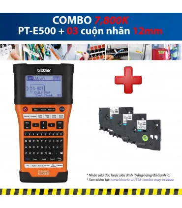 Máy in nhãn Combo: PT-E500 + 3 Cuộn nhãn 12mm | ⓿❽❻❽❺⓿❺⓿❺❺ | Máy in nhãn, máy in tem, máy in mã vạch | khuetu.vn