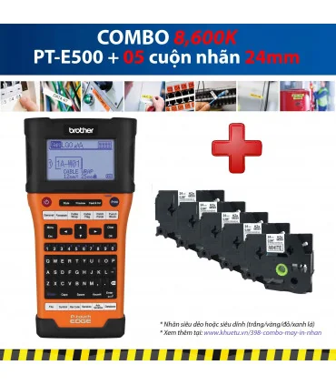 Máy in nhãn Combo: PT-E500 + 5 Cuộn nhãn 24mm | ⓿❽❻❽❺⓿❺⓿❺❺ | Máy in nhãn, máy in tem, máy in mã vạch | khuetu.vn