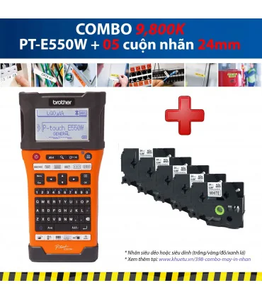 Máy in nhãn Combo: PT-E550W + 5 Cuộn nhãn 24mm | ⓿❽❻❽❺⓿❺⓿❺❺ | Máy in nhãn, máy in tem, máy in mã vạch | khuetu.vn