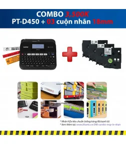 Máy in nhãn Combo: PT-D450 + 3 Cuộn nhãn 18mm | ⓿❽❻❽❺⓿❺⓿❺❺ | Máy in nhãn, máy in tem, máy in mã vạch | khuetu.vn