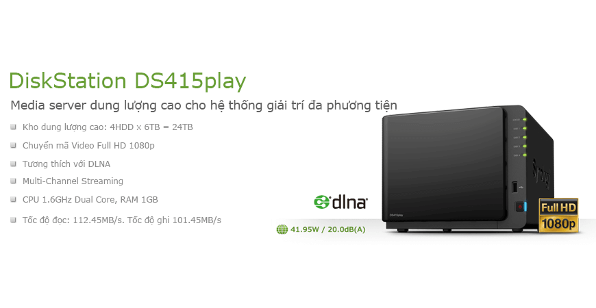 DS415play – Media server dung lượng 24TB