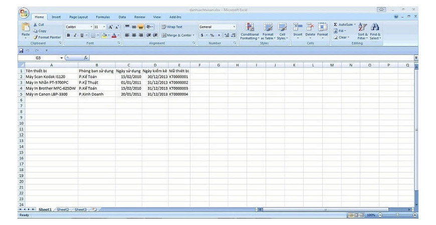 Hướng dẫn cách sử dụng file Excel cho phần mềm P-Touch Editor 5.0 dành cho máy in nhãn brother pt-9700pc in nhãn kiểm kê tài sản
