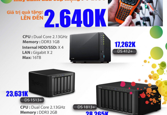 Khuyến Mãi: Mua NAS Synology tặng Máy đánh dấu cáp mạng Brother PT-E100