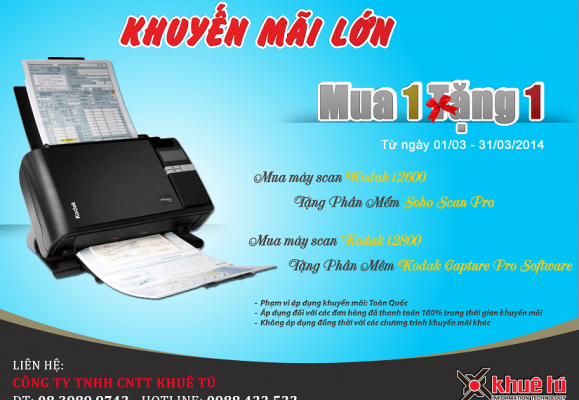 Khuyến Mãi: Tặng phần mềm hỗ trợ nhận dạng và tách bộ tài liệu khi mua Kodak i2600 và i2800