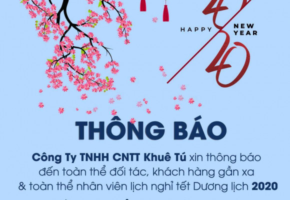 KHUÊ TÚ thông báo lịch nghỉ tết Dương lịch 2020