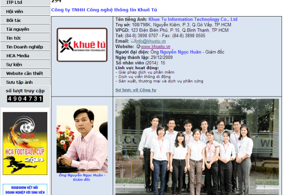 KHUÊ TÚ CHÍNH THỨC TRỞ THÀNH HỘI VIÊN HỘI TIN HỌC THÀNH PHỐ HỒ CHÍ MINH (HCA)