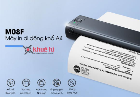 M08F - Giải pháp in khổ A4 di động không cần mực