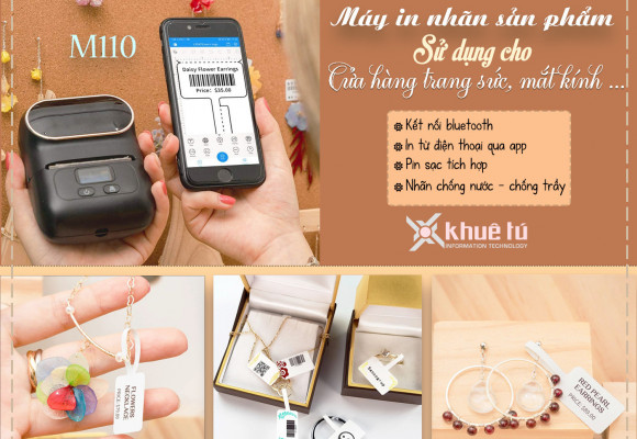 In Tem Nhãn Vàng Bạc, Tem Nhãn Trang Sức Với Máy In Di Động M110/M200