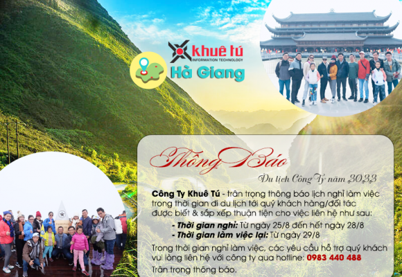 KHUÊ TÚ thông báo kế hoạch nghỉ du lịch thường niên 2022