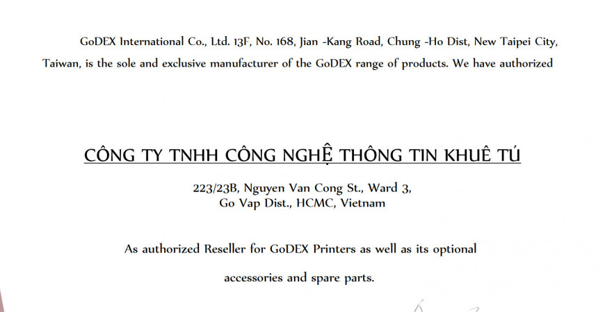 Khuê Tú trở thành đại lý chính hãng của Godex tại Việt Nam