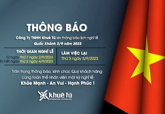 KHUÊ TÚ thông báo nghỉ Lễ Quốc Khánh 2/9 (2023)