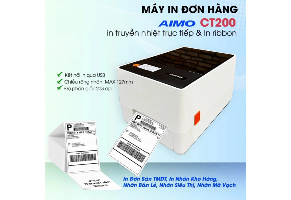 AIMO CT200 - Máy in tem nhãn decal, tem mã vạch chất lượng cao
