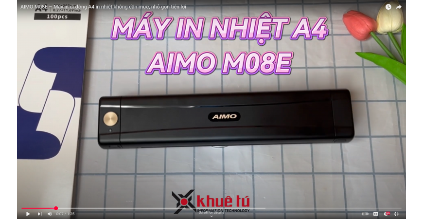 AIMO M08E – Máy in di động A4 in nhiệt không cần mực, nhỏ gọn tiện lợi