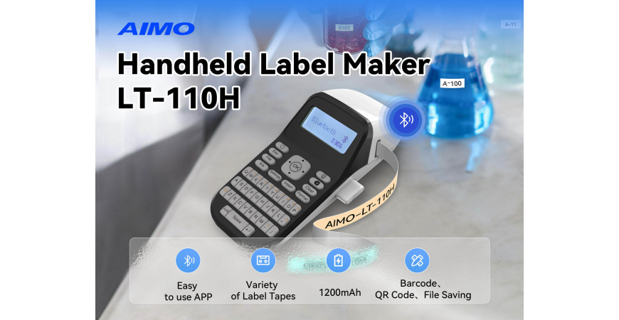 AIMO LT-110H – Máy in nhãn cầm tay thay thế DYMO LetraTag, in qua app – có pin sạc