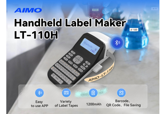 AIMO LT-110H – Máy in nhãn cầm tay thay thế DYMO LetraTag, in qua app – có pin sạc