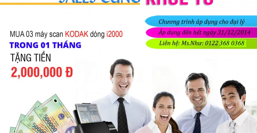 Tặng 2,000,000 đồng khi mua từ  3 máy scan Kodak dòng  i2000 trong vòng 1 tháng