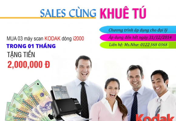 Tặng 2,000,000 đồng khi mua từ  3 máy scan Kodak dòng  i2000 trong vòng 1 tháng
